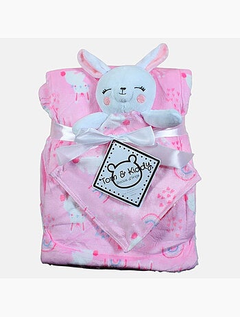 Tom Kids - Manta polar coelho arco-íris cinza 70x100