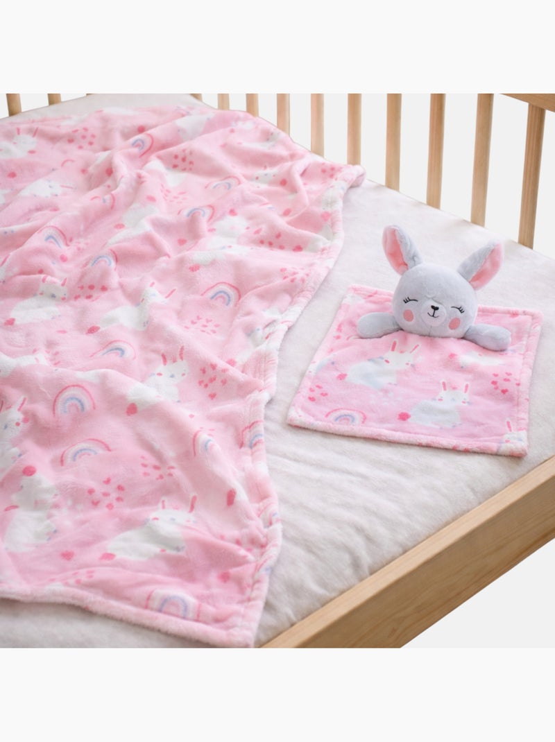 Tom Kids - Manta polar coelho arco-íris cinza  70x100 Rosa - Kiabi
