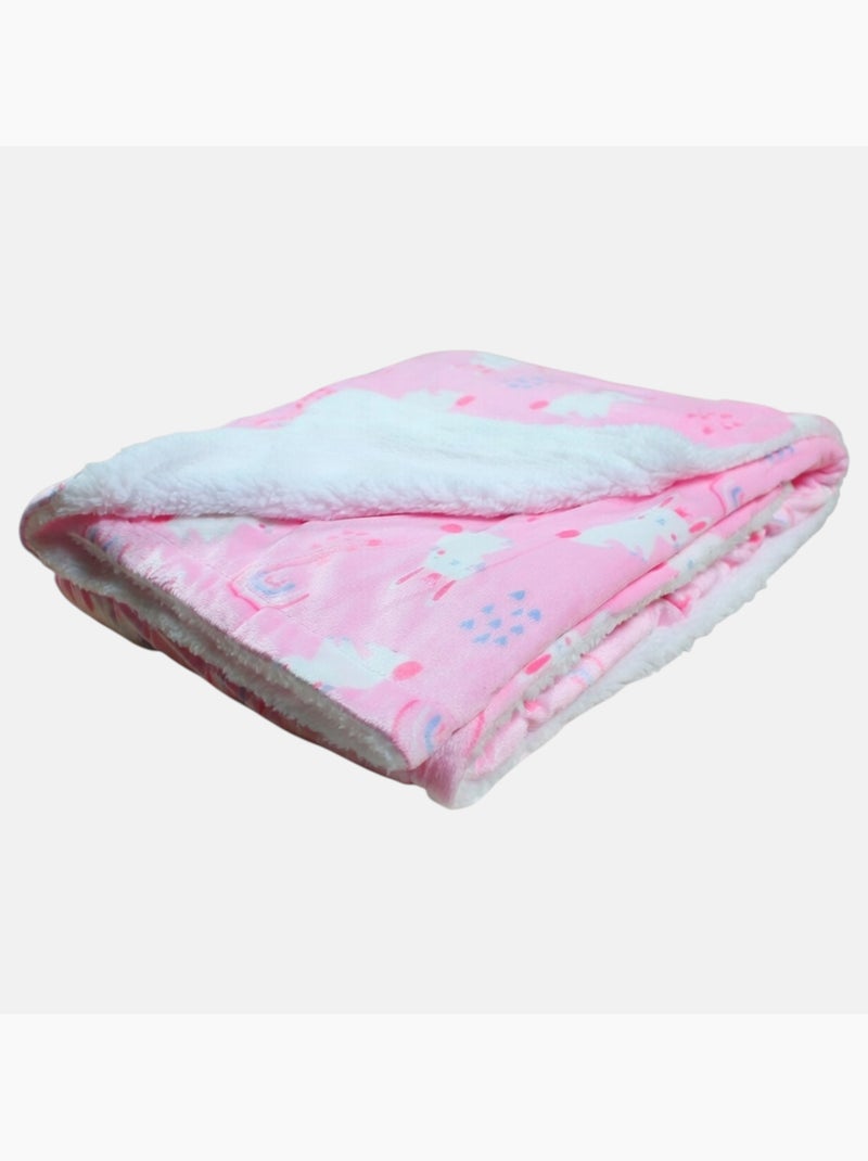Tom Kids - Manta polar coelho arco-íris cinza  70x100 Rosa - Kiabi