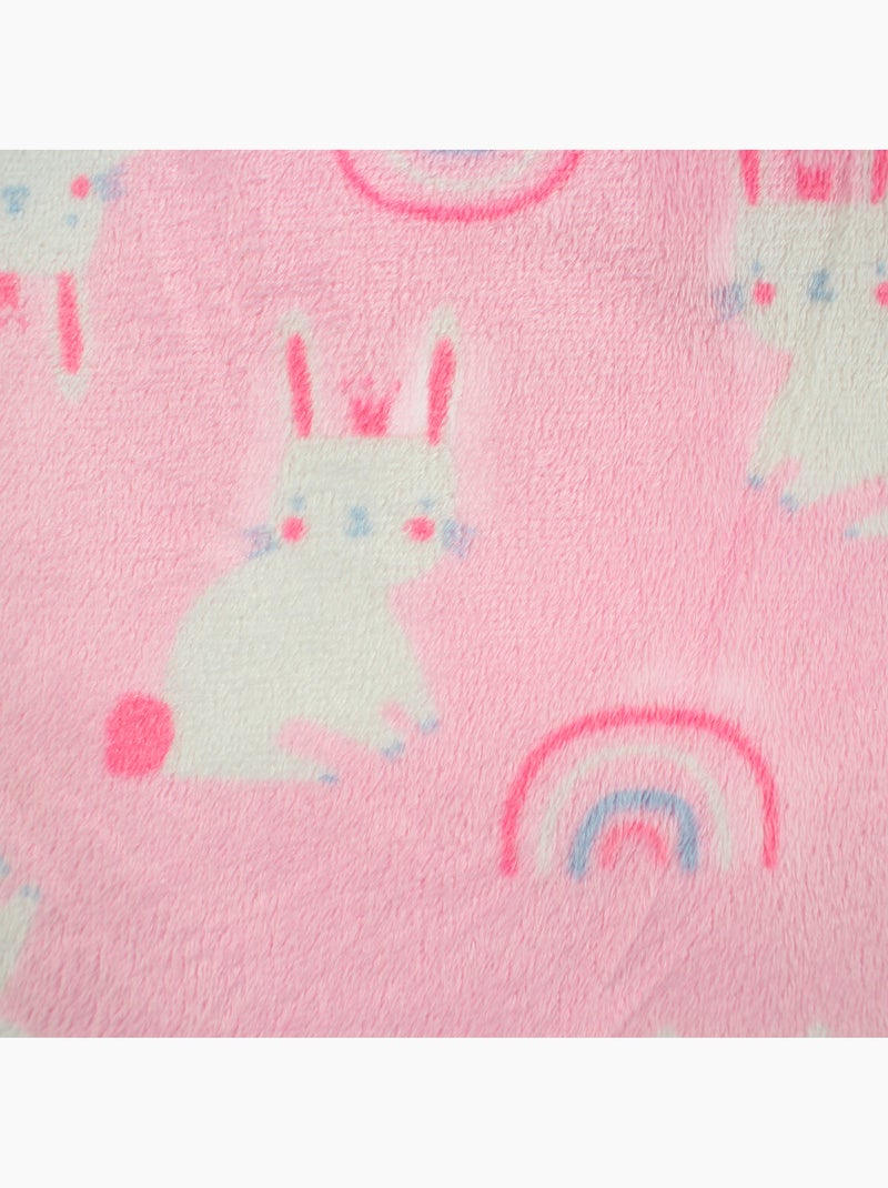 Tom Kids - Manta polar coelho arco-íris cinza  70x100 Rosa - Kiabi