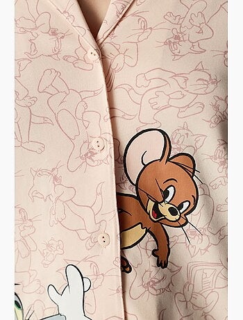 Tom&jerry conjunto de pijama de camisa e calça de manga longa penti