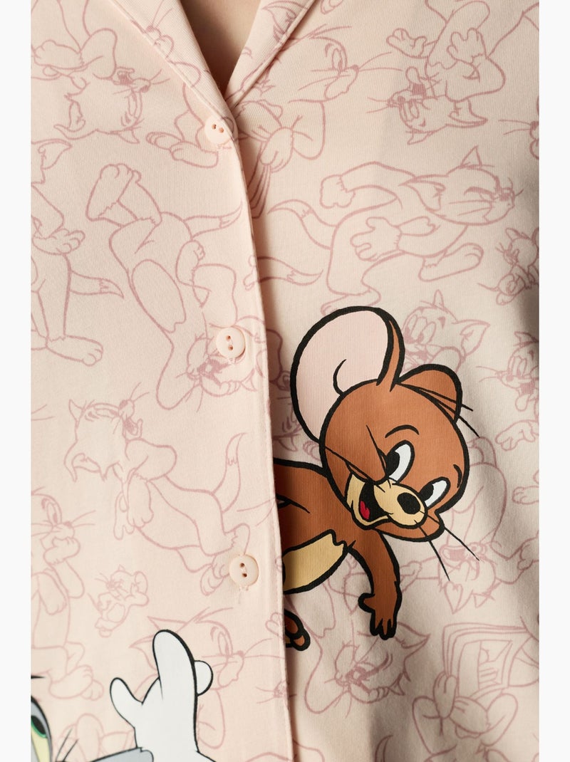 Tom&jerry conjunto de pijama de camisa e calça de manga longa penti Rosa-claro - Kiabi