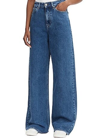 Tommy hilfiger jeans wide leg azul claro para mulher