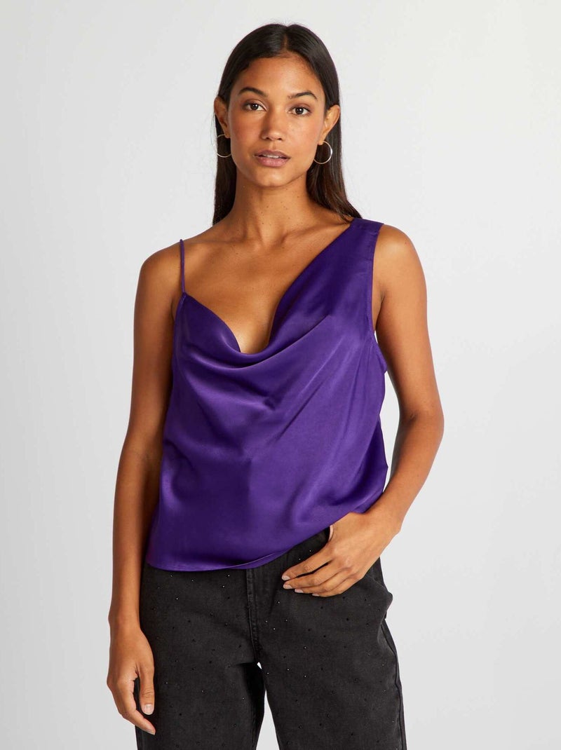 Top acetinado com gola drapeada VIOLETA - Kiabi