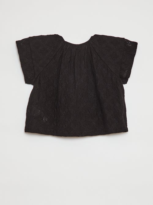 Top ajurado com mangas com folhos - Kiabi