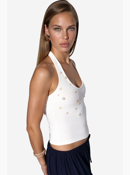 Top ajustado bordado busem - Kiabi