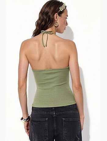 Top ajustado gola halter em jersey busem