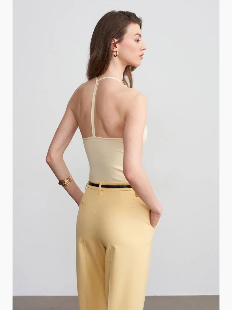 Top ajustado gola halter em jersey dilvin Amarelo-limão - Kiabi