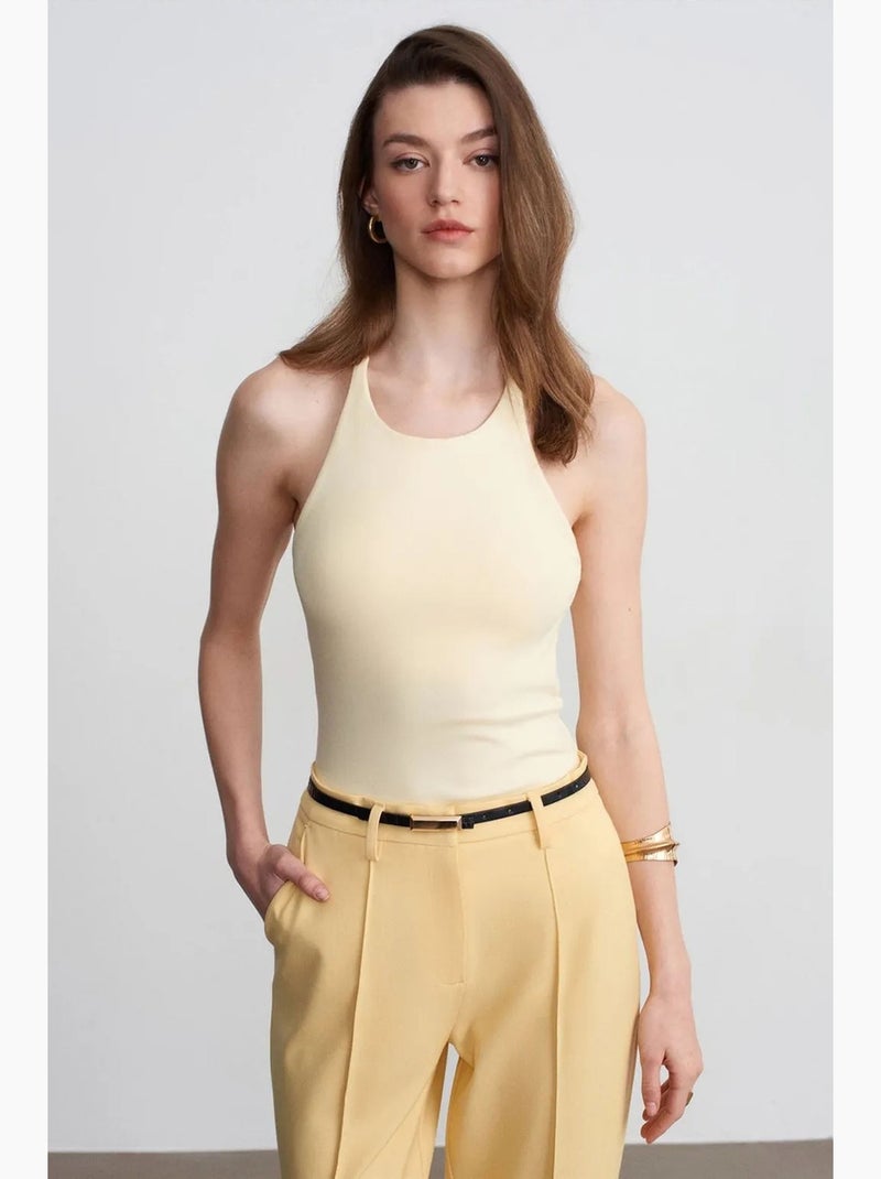 Top ajustado gola halter em jersey dilvin Amarelo-limão - Kiabi