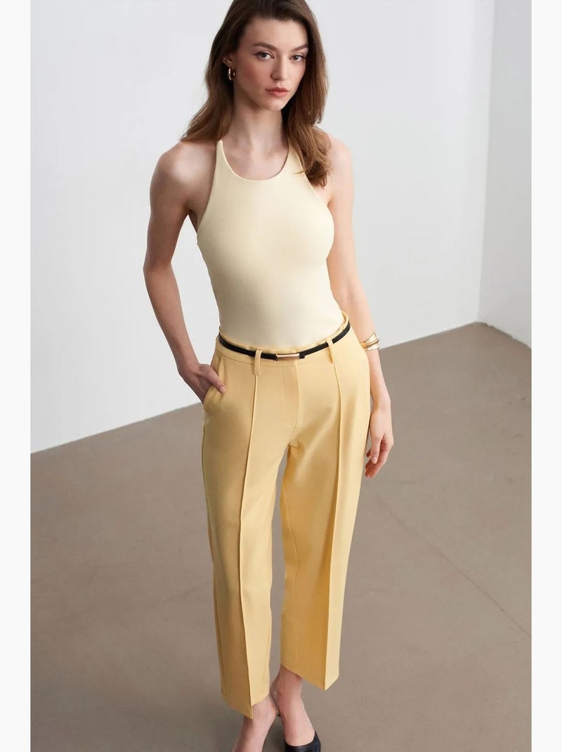 Top ajustado gola halter em jersey dilvin Amarelo-limão - Kiabi