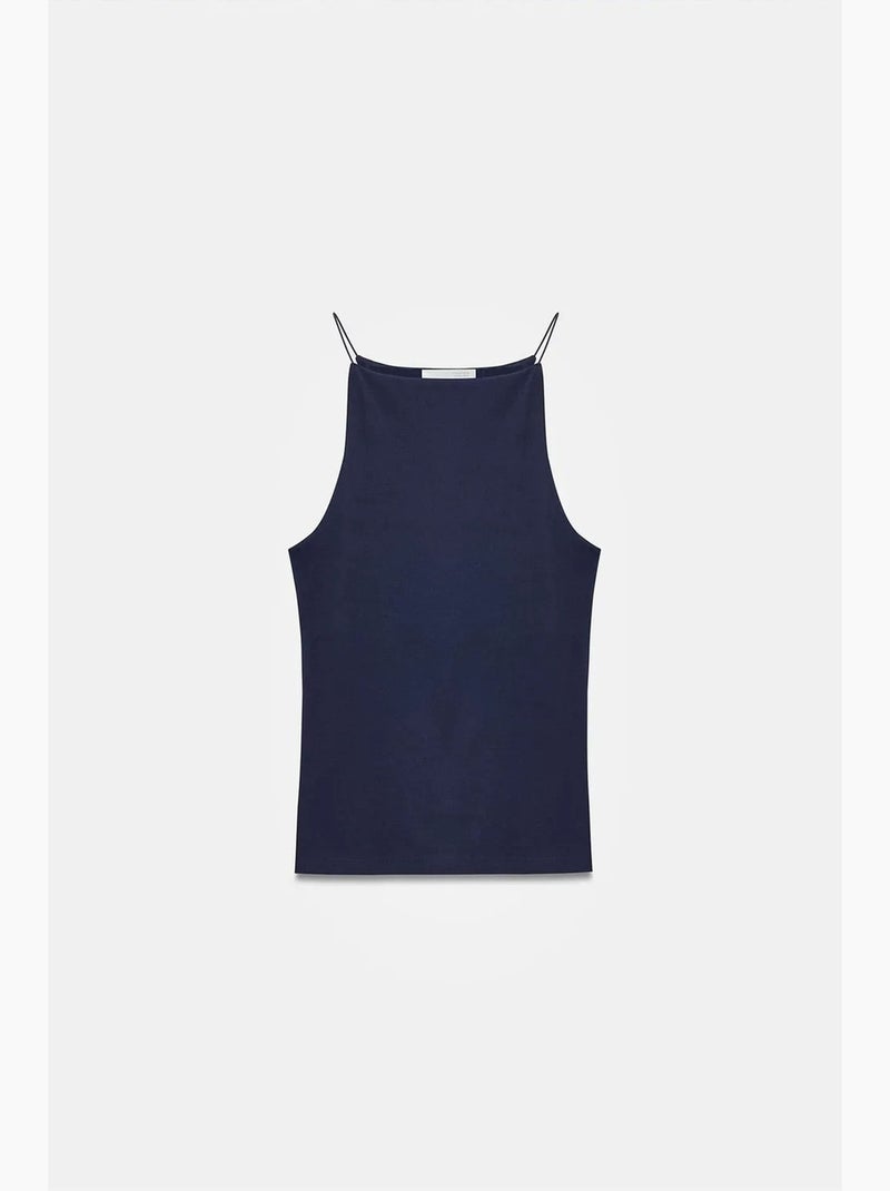 Top ajustado gola halter em jersey dilvin Azul-marinho - Kiabi