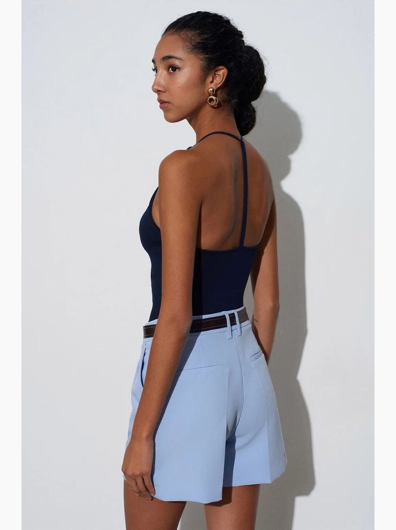 Top ajustado gola halter em jersey dilvin Azul-marinho - Kiabi