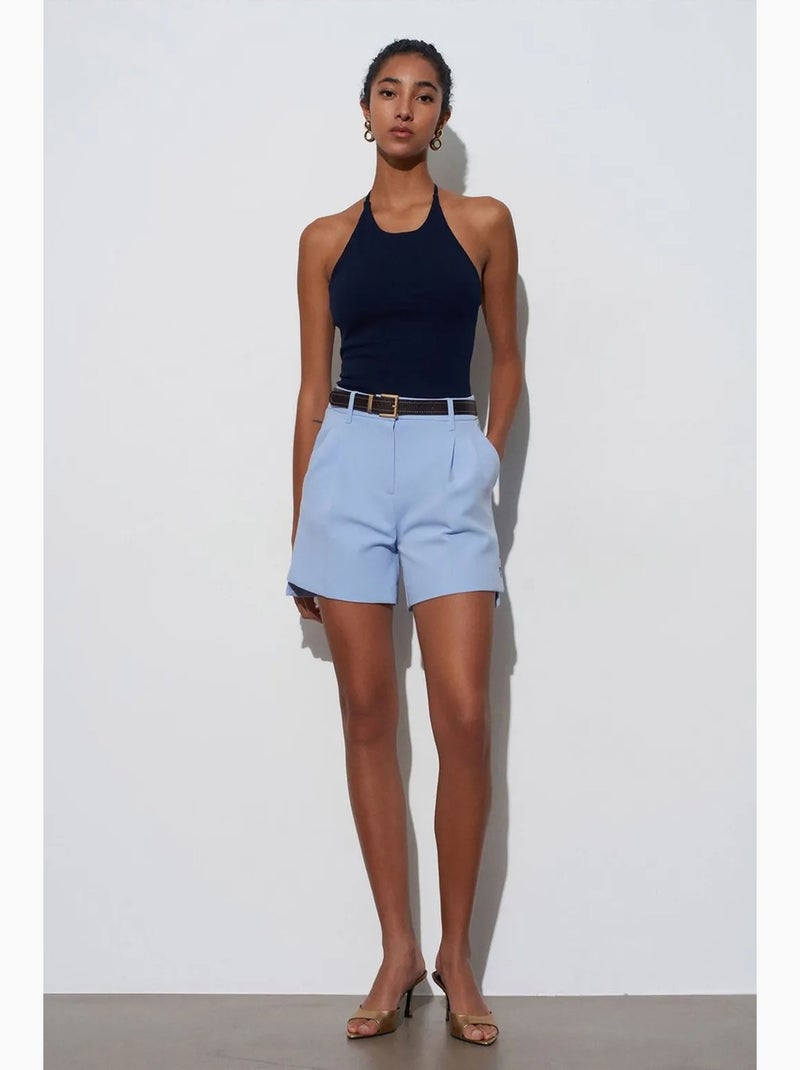 Top ajustado gola halter em jersey dilvin Azul-marinho - Kiabi