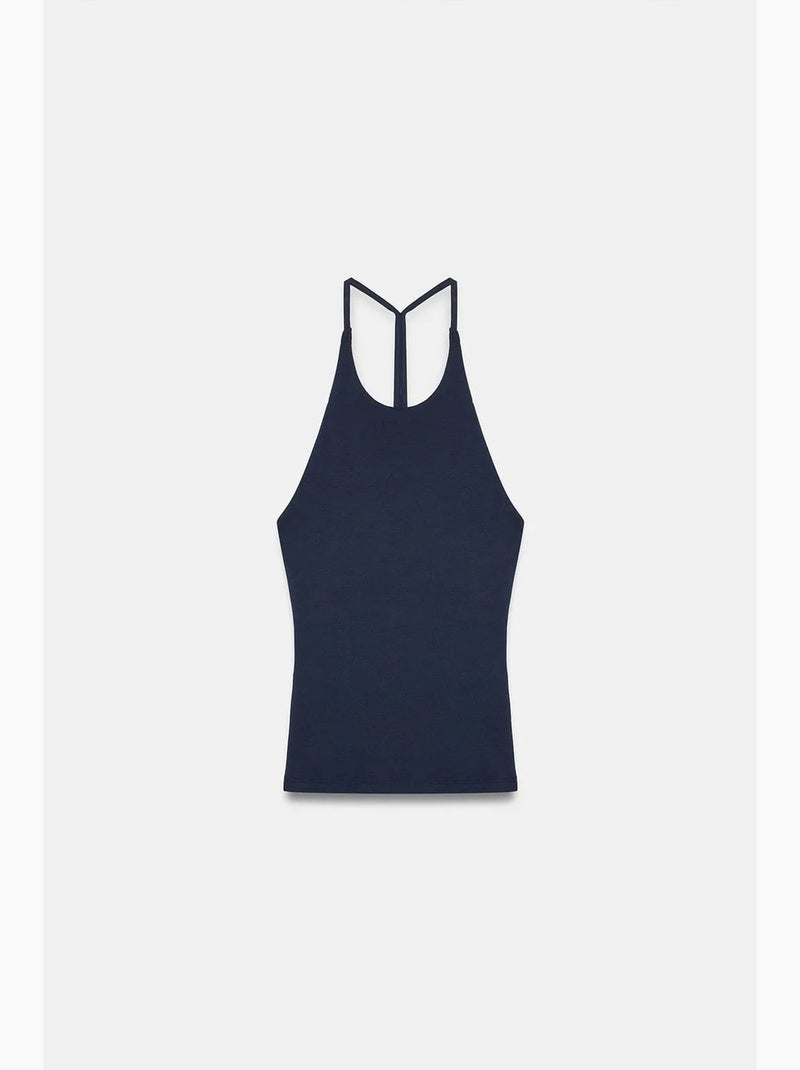 Top ajustado gola halter em jersey dilvin Azul-marinho - Kiabi