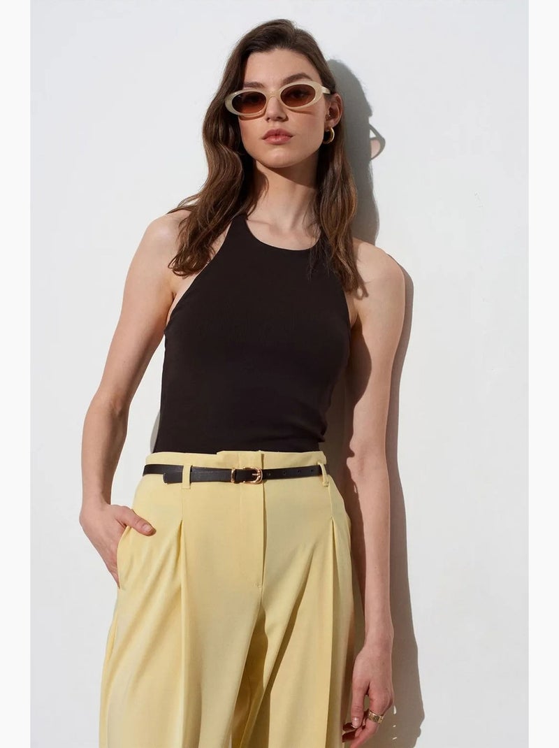 Top ajustado gola halter em jersey dilvin Castanho-escuro - Kiabi