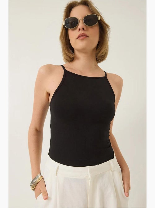 Top ajustado mistura de algodão decote halter lucci - Kiabi Top ajustado mistura de algodão decote halter lucci - Kiabi