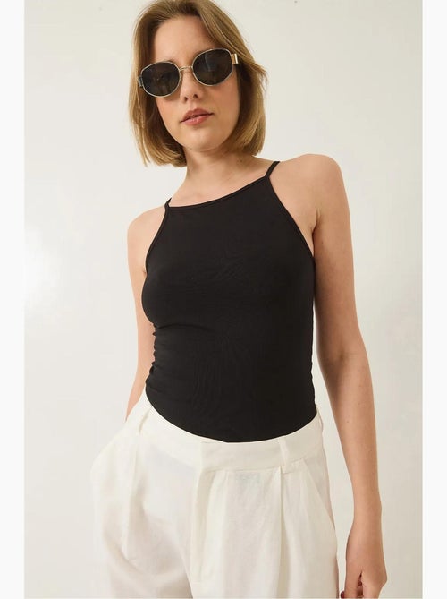 Top ajustado mistura de algodão decote halter lucci - Kiabi Top ajustado mistura de algodão decote halter lucci - Kiabi