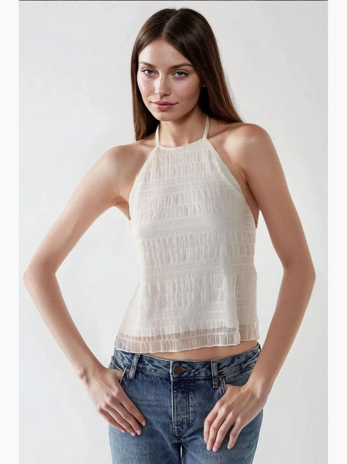 Top ajustado texturizado gola halter hiccup - Kiabi
