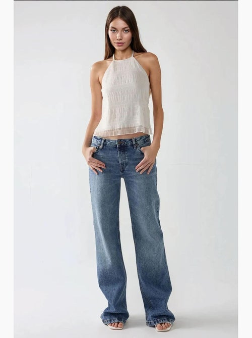 Top ajustado texturizado gola halter hiccup - Kiabi