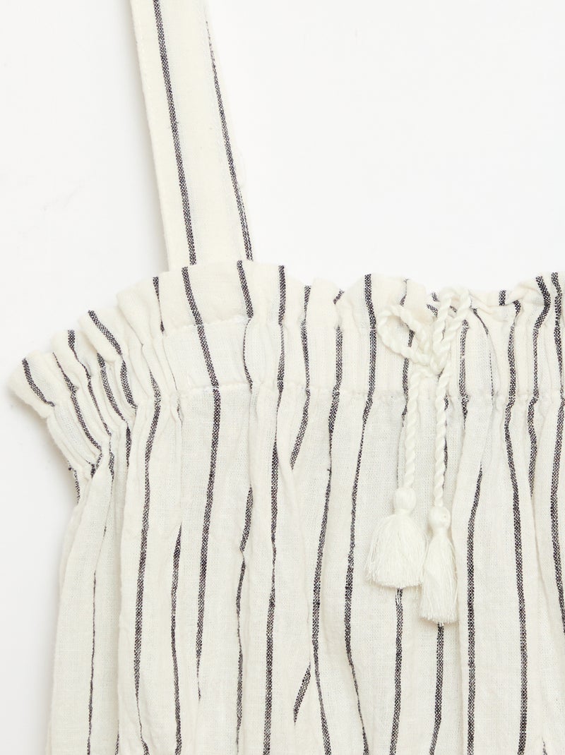 Top às riscas com alças Branco - Kiabi