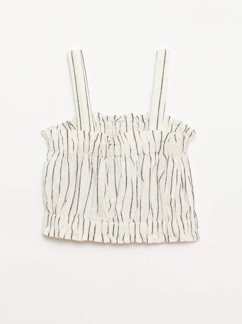 Top às riscas com alças Branco - Kiabi