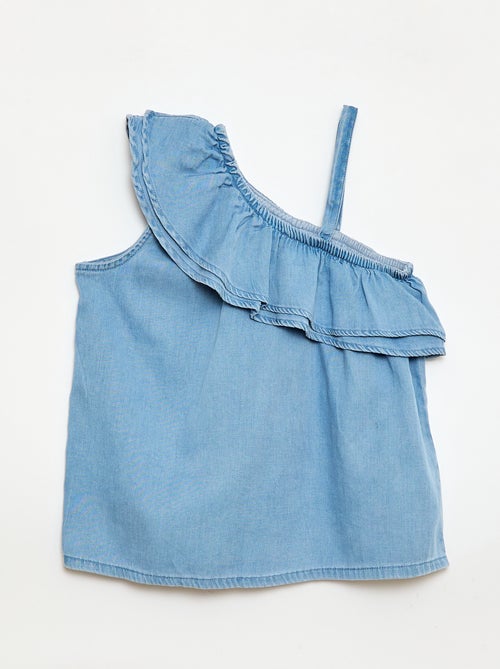 Top assimétrico com alças e gola com folhos - Kiabi