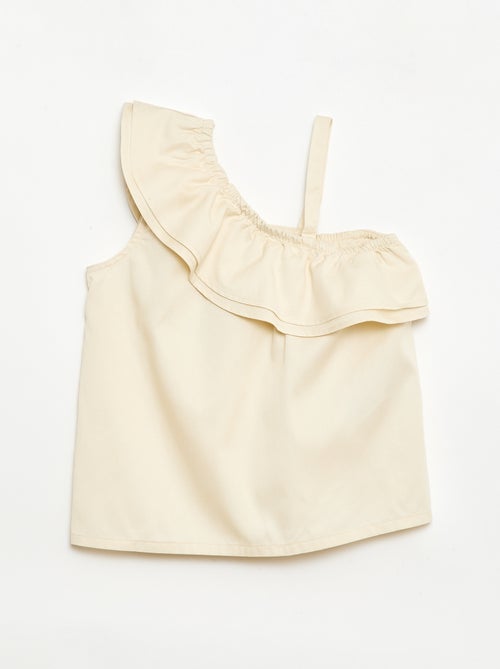 Top assimétrico com alças e gola com folhos - Kiabi