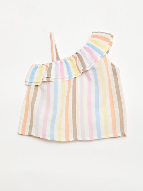 Top assimétrico de alças com folhos - Kiabi