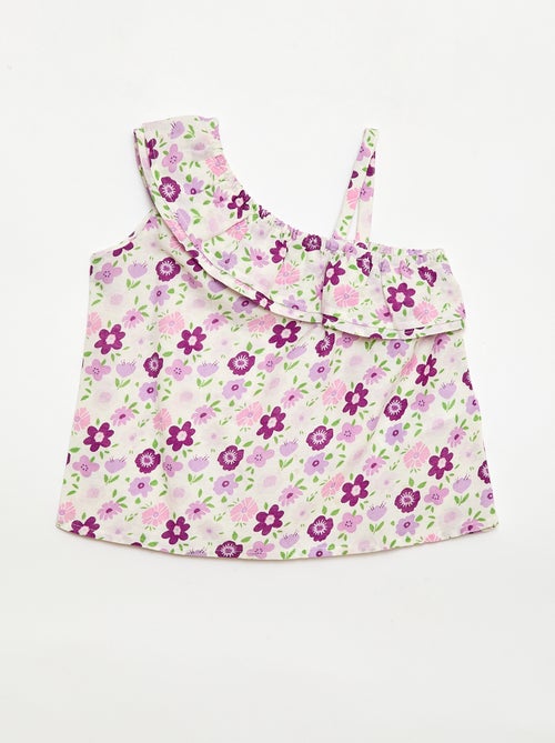 Top assimétrico de alças com folhos - Kiabi