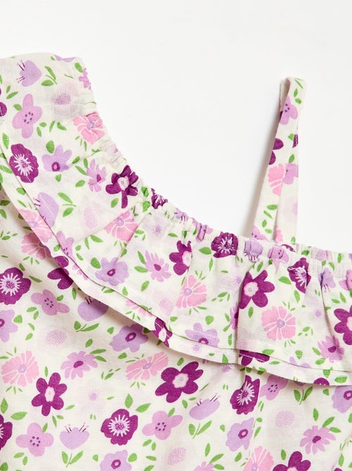 Top assimétrico de alças com folhos - Kiabi