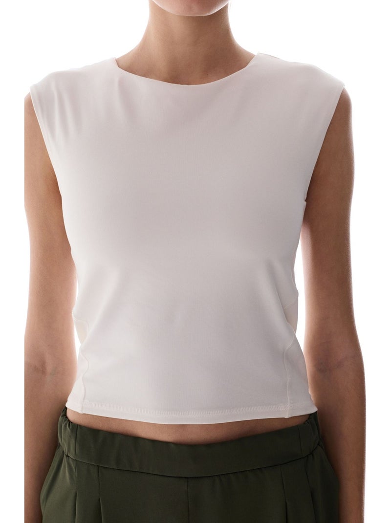 Top ativo com costuras flatlock penti Branco - Kiabi