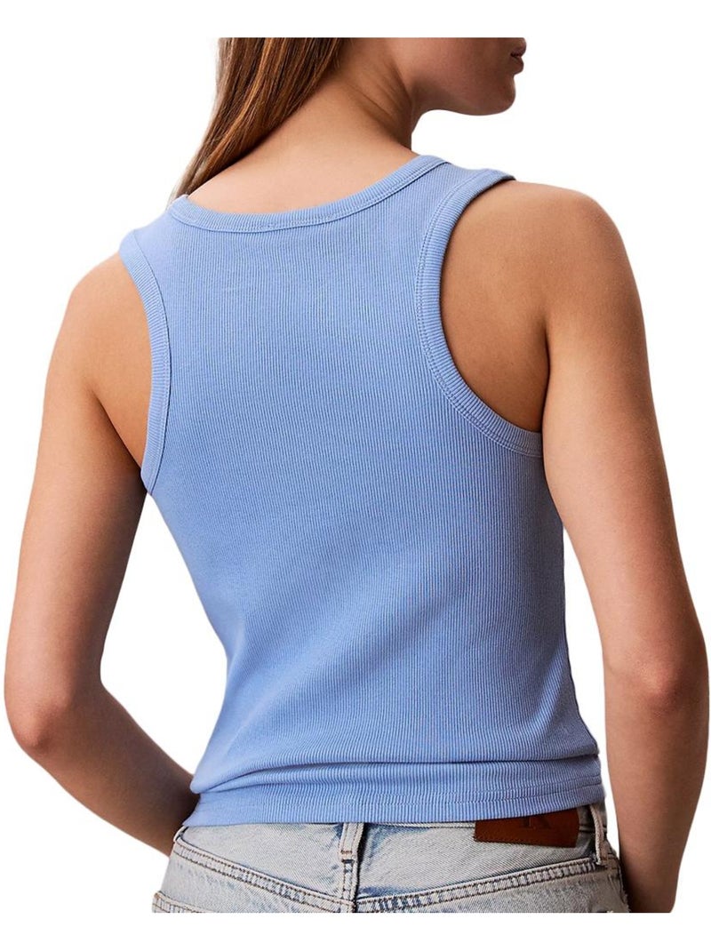 Top Azul Calvin Klein Jeans para Mulher com Etiqueta Tecida Azul - Kiabi