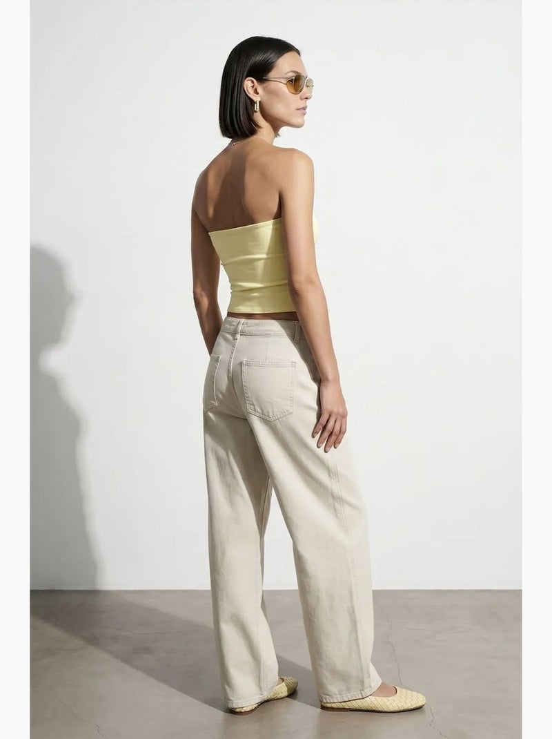 Top bandeau crop sem alças de mulher dilvin Amarelo-limão - Kiabi