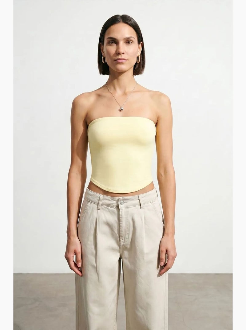 Top bandeau crop sem alças de mulher dilvin Amarelo-limão - Kiabi