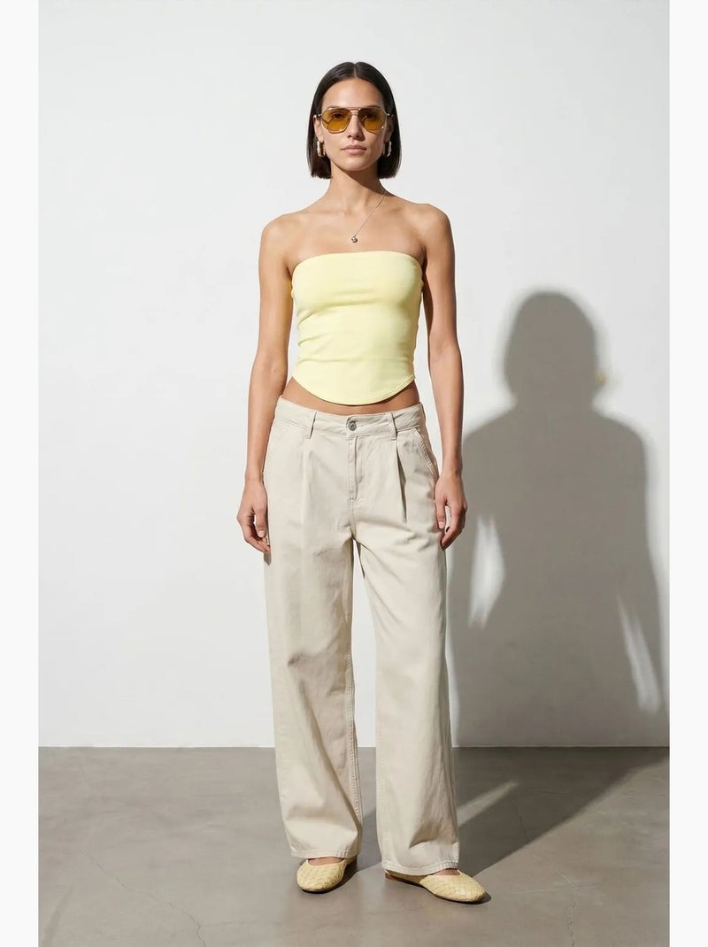 Top bandeau crop sem alças de mulher dilvin Amarelo-limão - Kiabi
