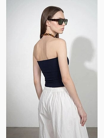 Top bandeau crop sem alças de mulher dilvin