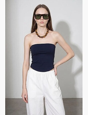 Top bandeau crop sem alças de mulher dilvin