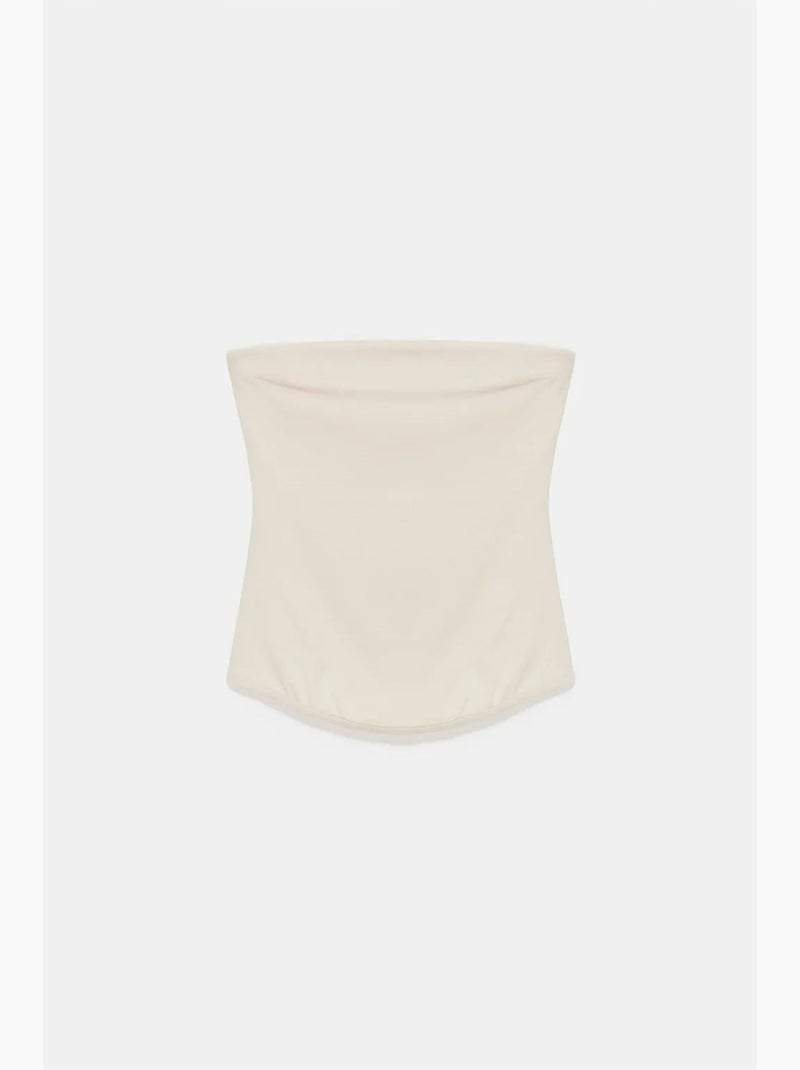 Top bandeau crop sem alças de mulher dilvin Bege natural - Kiabi