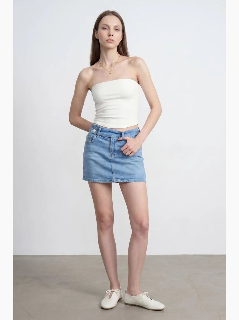 Top bandeau crop sem alças de mulher dilvin Marfim - Kiabi