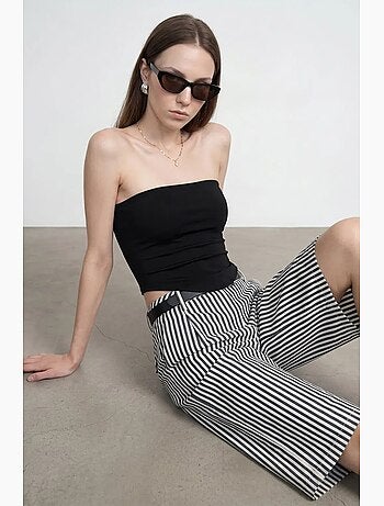 Top bandeau crop sem alças de mulher dilvin