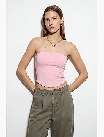 Top bandeau crop sem alças de mulher dilvin