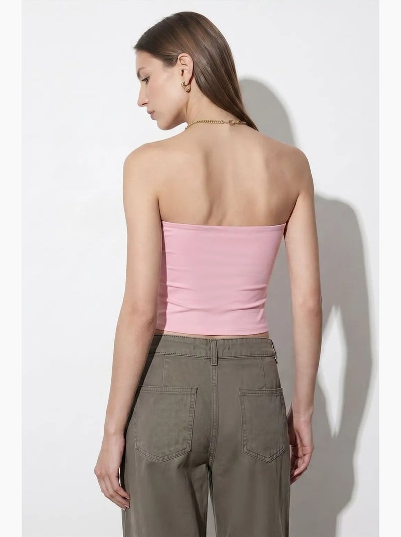 Top bandeau crop sem alças de mulher dilvin Rosa-pálido - Kiabi