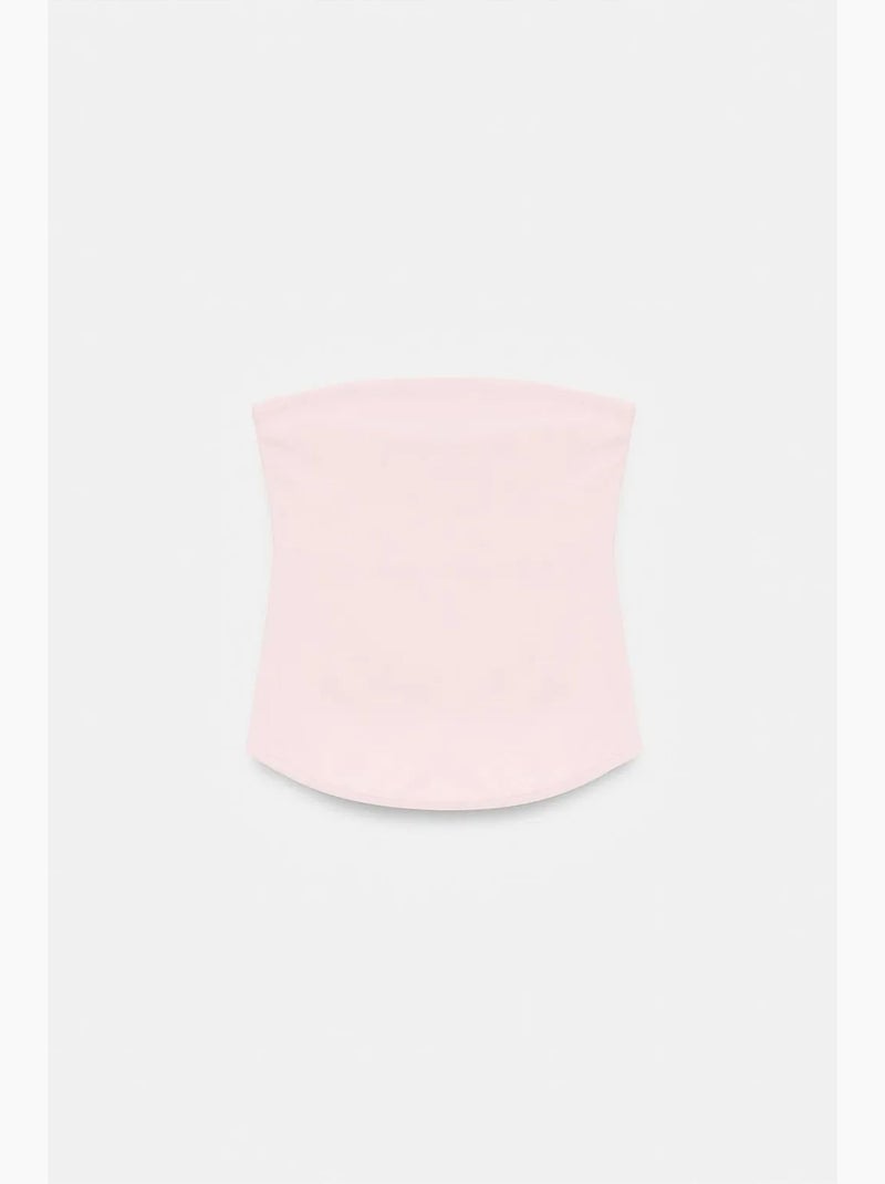 Top bandeau crop sem alças de mulher dilvin Rosa-pálido - Kiabi