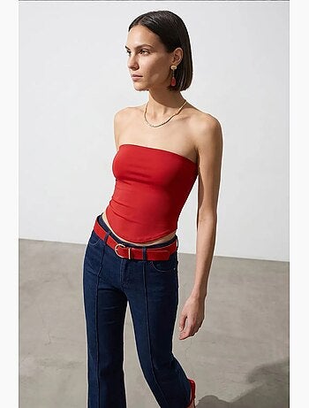 Top bandeau crop sem alças de mulher dilvin