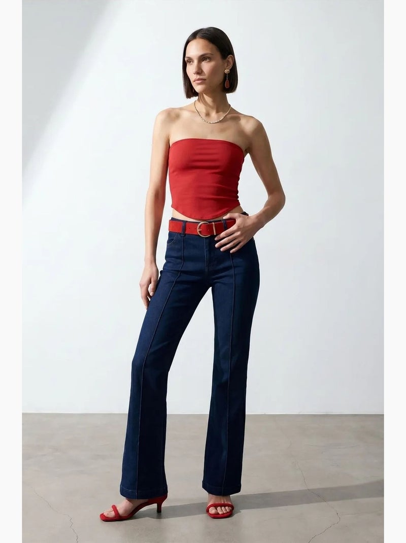 Top bandeau crop sem alças de mulher dilvin Vermelho - Kiabi