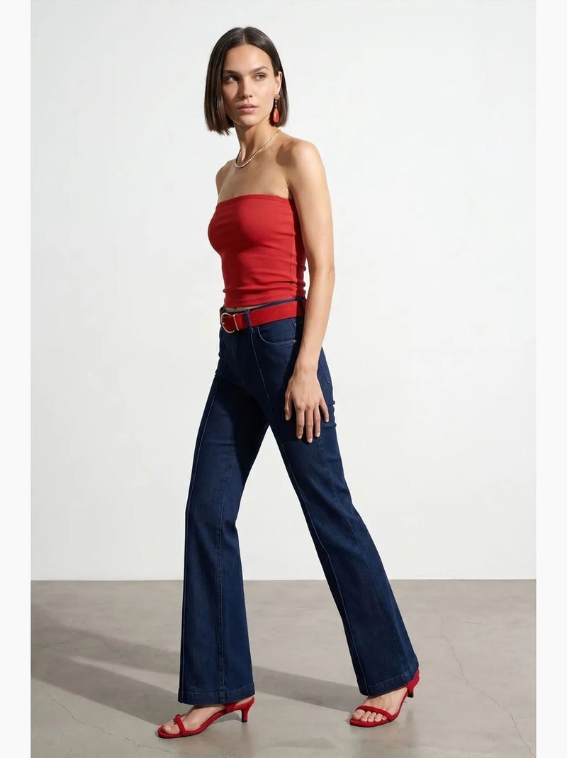 Top bandeau crop sem alças de mulher dilvin Vermelho - Kiabi