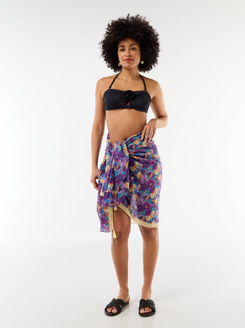 Top bandeau de biquíni com detalhe de flor em relevo - Kiabi