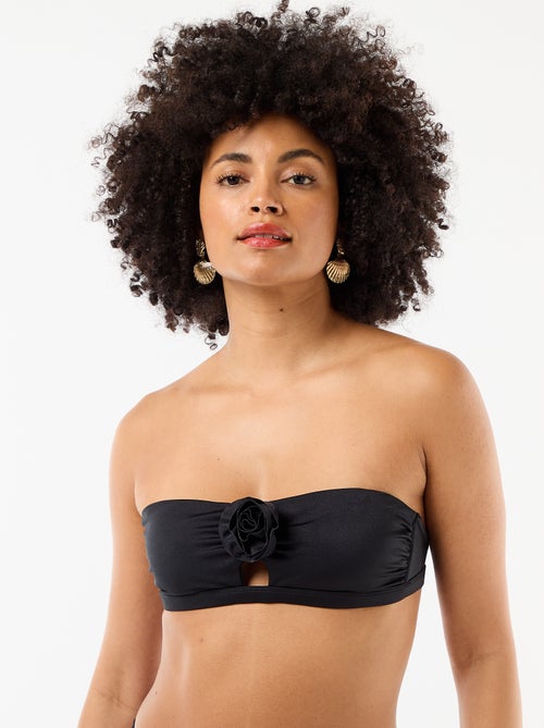 Top bandeau de biquíni com detalhe de flor em relevo - Kiabi
