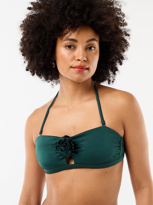 Top bandeau de biquíni com detalhe de flor em relevo - Kiabi