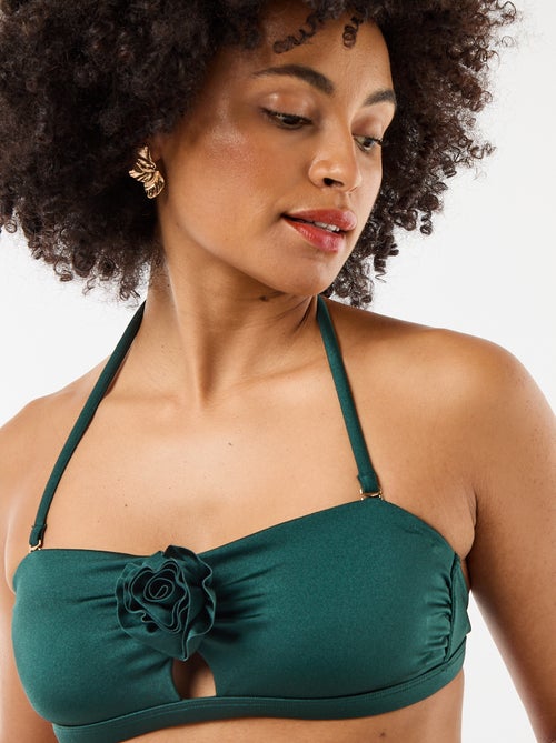Top bandeau de biquíni com detalhe de flor em relevo - Kiabi